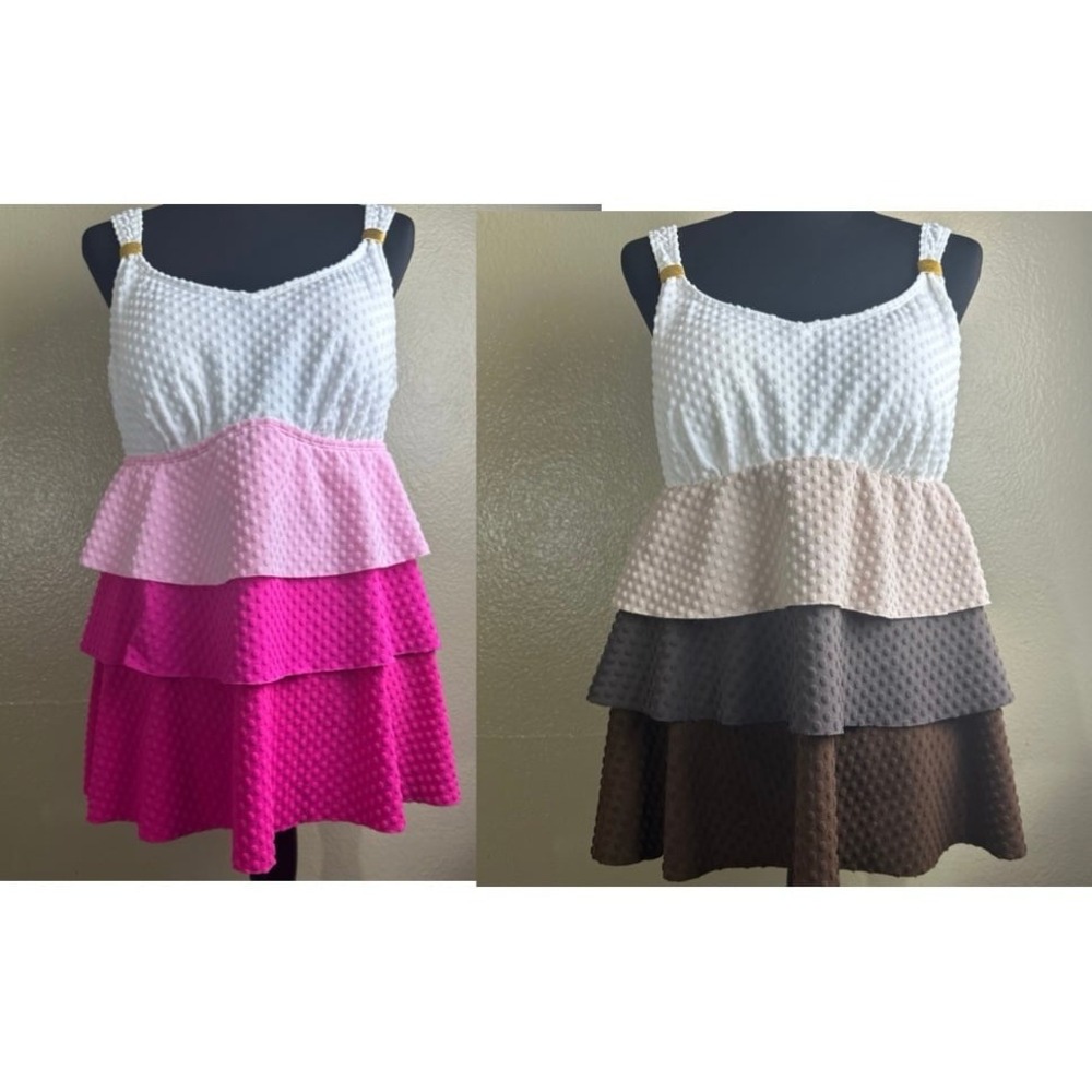 tankini‎ swim tops 2pc Lot Sz XXL Brown Pink Swim Vacation Summer